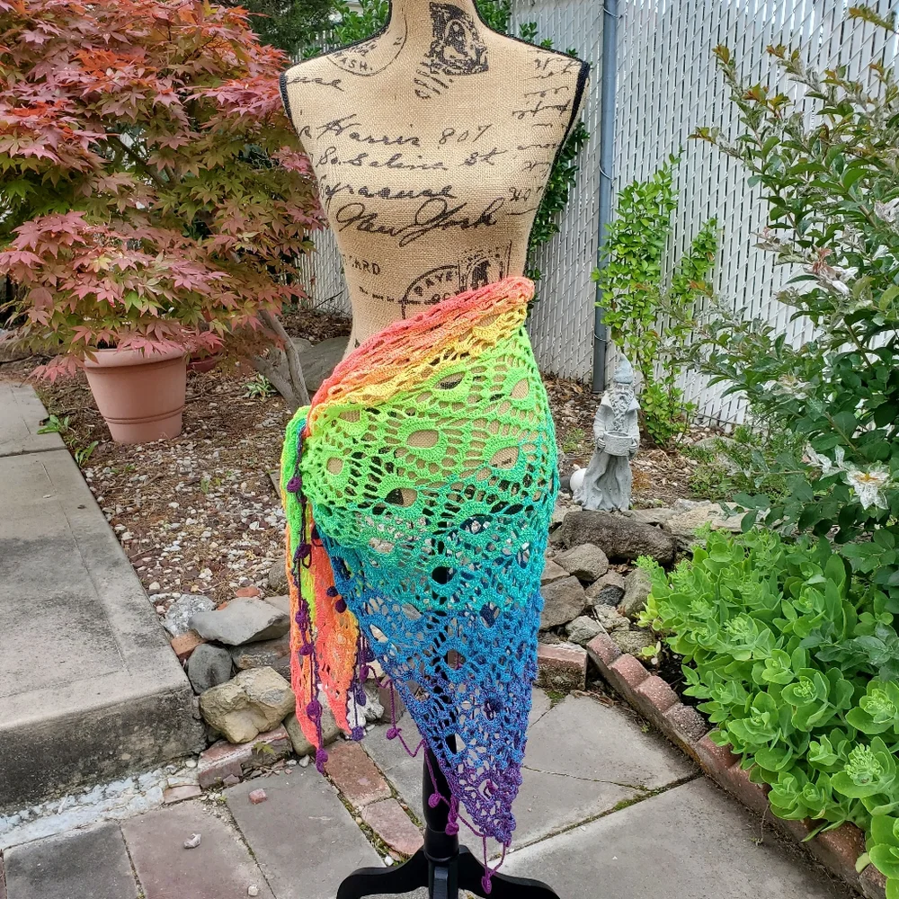 💖 New Handmade Crochet Shawl / Scarf / Pareo